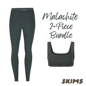 SKIMS Outdoor L Malachite Leggings & Bralette Bundle